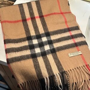 Burberry Beige Plaid Wool Scarf